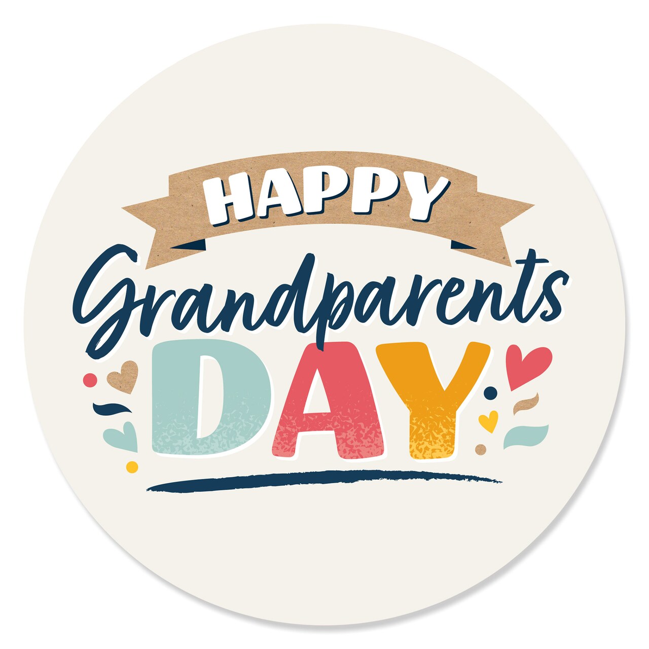 Big Dot of Happiness Happy Grandparents Day - Grandma & Grandpa Party Circle Sticker Labels - 24 Count